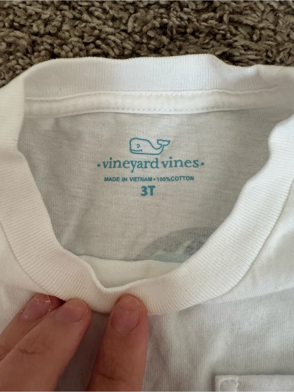 Vineyard Vines White Kids Pocket Tee with Blue Whale
